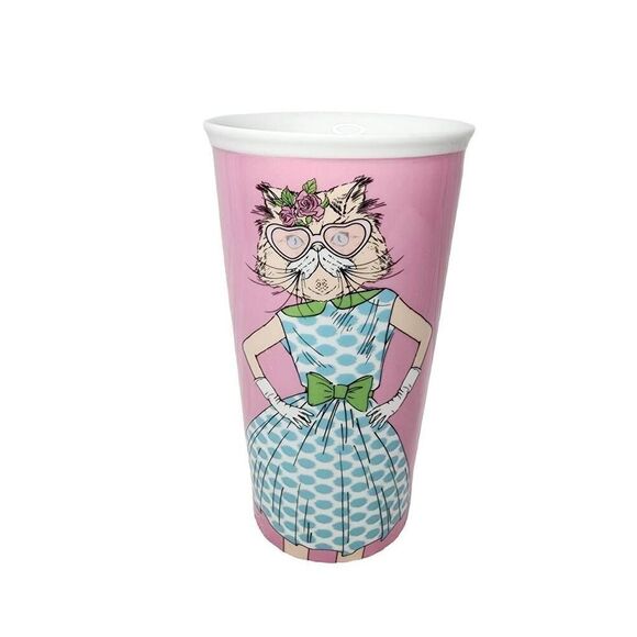 Queenwest Trading Co Coffee Mugs, Anthropomorphic Fashionista Ceramic Travel Cup - Picture 1 of 8